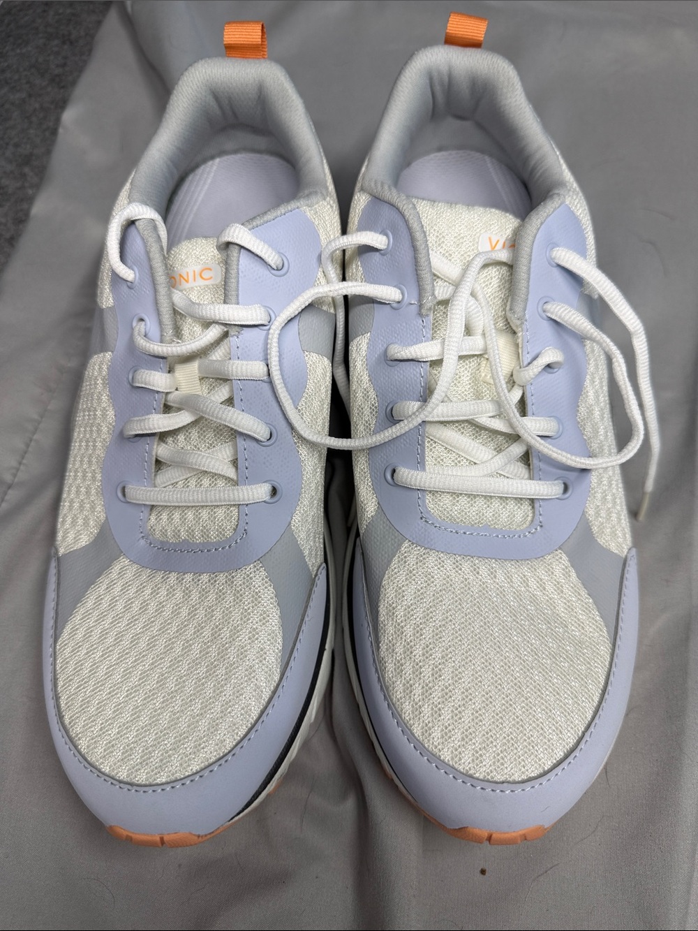Vionic Light Lavender & White Athletic Sneakers with Orange Accent